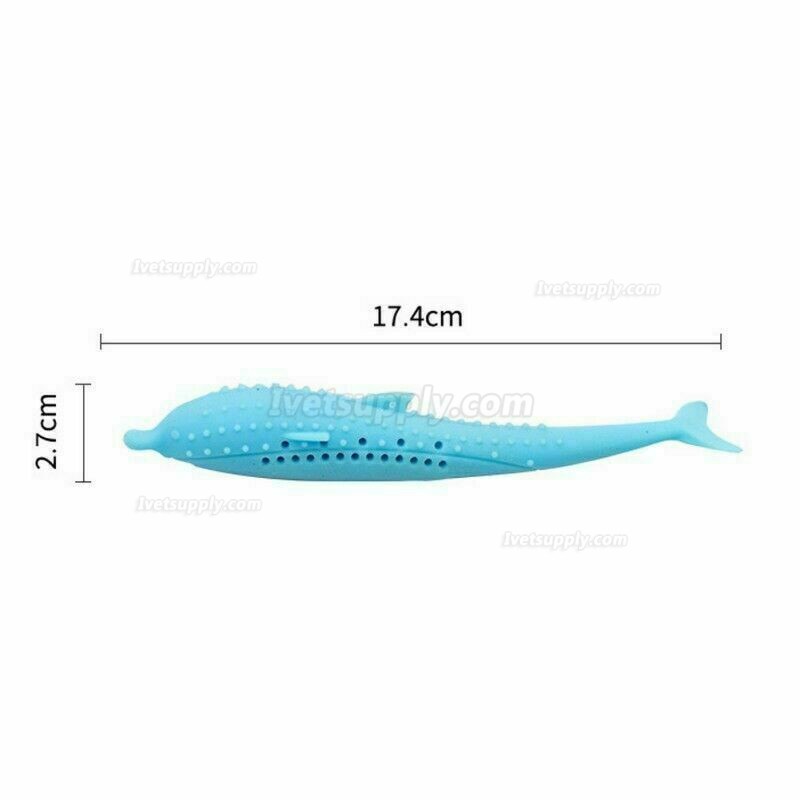 Pet Cat Silicone Catnip Toothbrush Fish Shape Molar Stick Teeth Cleaning Toy 